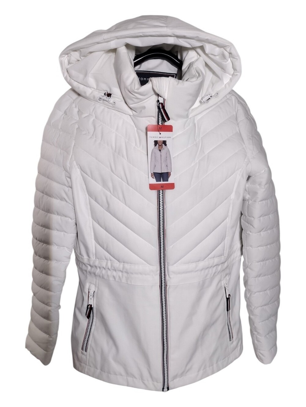 Tommy Hilfiger White Quilted Hooded Puffer Jacket